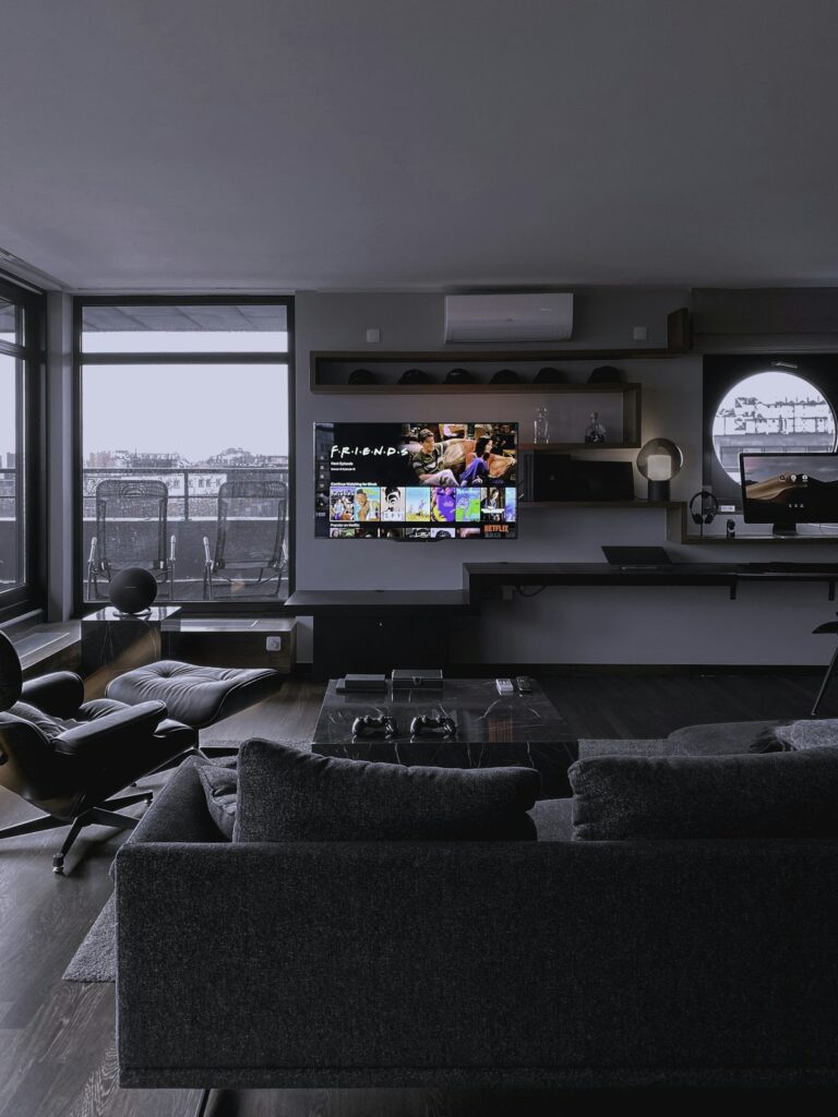 Modern luxury penthouse interior with smart home technology
