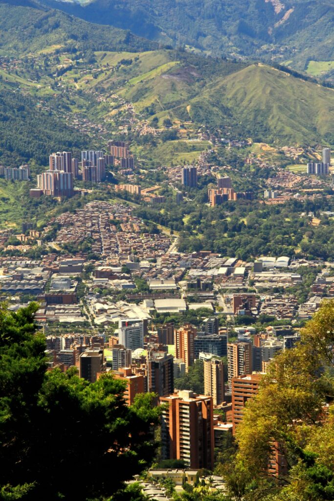 High-rise buildings in Medellín with mountain backdrop
