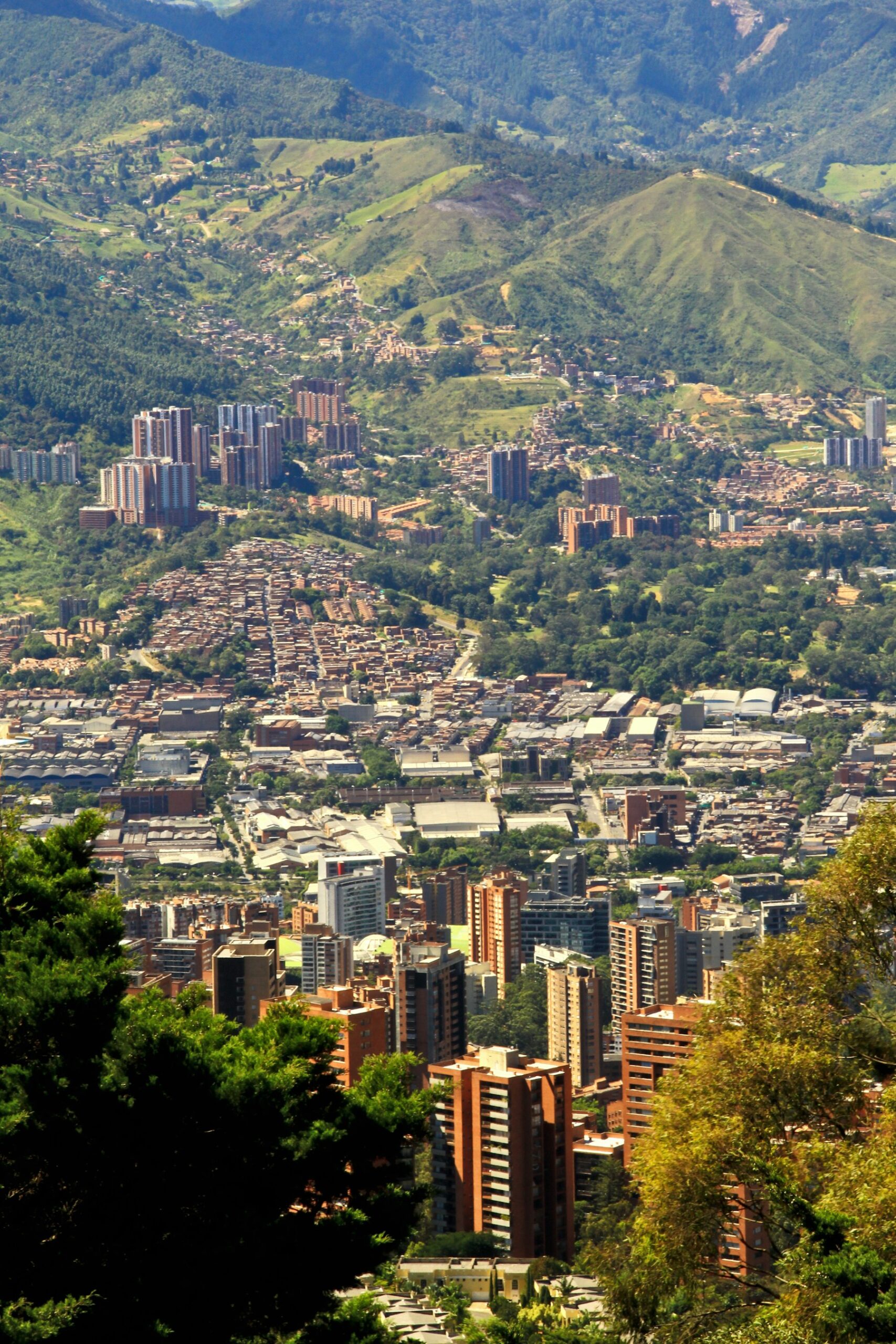 High-rise buildings in Medellín with mountain backdrop